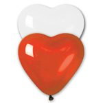 בלוני לטקס לב 11" זוג אדום ולבן