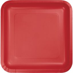 צלחות נייר גדולות מרובע אדום