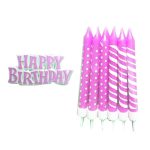 נרות happy birthday ורוד 12 יח