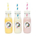 מדבקות עגולות לעיצוב חד קרן ורוד