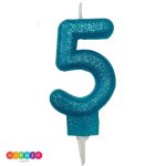 נר יום הולדת ספרה 5 תכלת