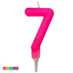 נר יום הולדת ספרה 7 ורוד