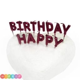 נרות קיסמים happy birthday - פוקסיה מטאלי