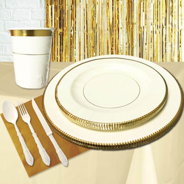 שולחן חג בסיגנון קלאסיק קרם זהב 10 אורחים