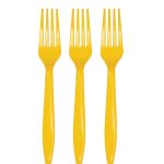 מזלגות חד פעמיים - צהוב 24 יח