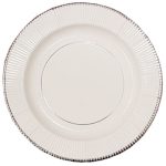 צלחות נייר גדולות קלאסיק לבן כסף