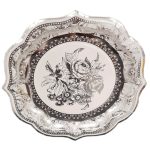 צלחות נייר גדולות וינטאג' כסוף קלאסי