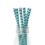 קשיות נייר זיגזג - טורקיז לבן