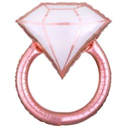 בלון הליום ענק טבעת יהלום - רוז גולד