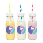 מדבקות עגולות לעיצוב פלמינגו הולוגרפי