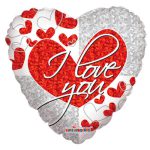 בלון הליום לב I Love You כסוף אדום