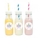 מדבקות עגולות לעיצוב חד קרן פרחוני