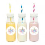 מדבקות עגולות לעיצוב חד קרן פרחוני