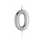 נר יום הולדת ספרה 0 כסף מטאלי