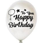 מדבקות לבלונים - אותיות שחורות happy birthday