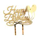 טופר אקרילי happy birthday - זהב
