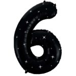 בלון הליום ענק שחור ספרה 6