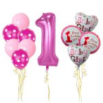סט בלונים גיל שנה ורוד