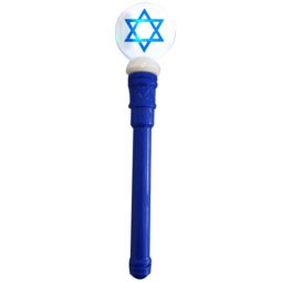 מקל אור מנגן ומסתובב דגל ישראל 36ס'מ