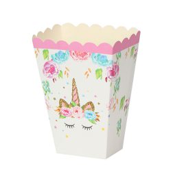 קופסאות פופקורן וחטיפים חד קרן פרחוני