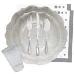 שולחן חג וינטג' פרימיום כסף מנצנץ 10 אורחים