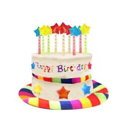 כובע עוגת יום הולדת קשת בענן עם נרות