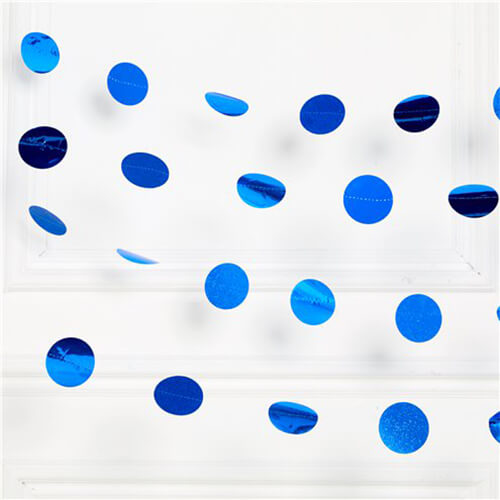 קישוט תלייה חוטים - עיגולים כחול רויאל גליטר