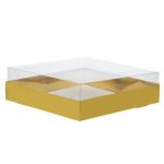קופסת קרטון זהב מרובע + מכסה 28 ס"מ