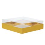 קופסת קרטון זהב מרובע + מכסה 31 ס"מ