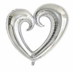 בלון הליום ענק לב חלול כסוף