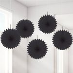 מניפות נייר לתלייה שחור - 15 ס"מ