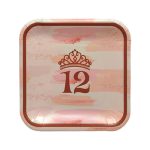 צלחות נייר קטנות בת מצווה כתר רוז גולד