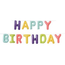 בלוני מיילר צבעי מקרון Happy Birthday