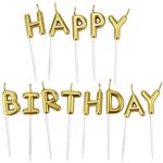 נרות Happy Birthday - זהב מטאלי