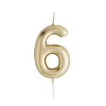 נר יום הולדת ספרה 6 זהב מטאלי
