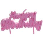 נרות Happy Birthday ורוד מטאלי