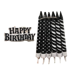 נרות happy birthday שחור