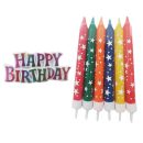 נרות happy birthday צבעוני כוכבים