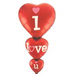 בלון הליום שלישיית לבבות אדומים
