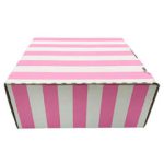 קופסא לעוגה גדולה - פסים ורוד לבן