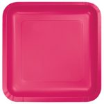 צלחות נייר גדולות מרובע - פוקסיה