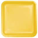 צלחות נייר גדולות מרובע - צהוב