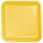 צלחות נייר גדולות מרובע - צהוב