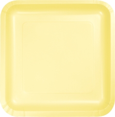 צלחות נייר גדולות מרובע צהוב מימוסה