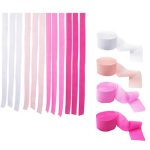 גלילי קרפ לקישוט - ורוד לבן ופוקסיה