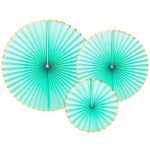 מניפות נייר לתלייה - ירוק מנטה זהב