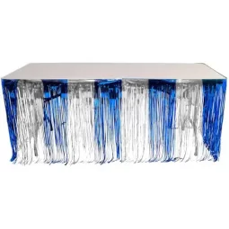 חצאית שולחן פרנזים מטאלית כסוף כחול