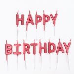 נרות קיסמים happy birthday - אדום מטאלי