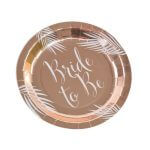 צלחות נייר גדולות מסיבת רווקות - רוז גולד